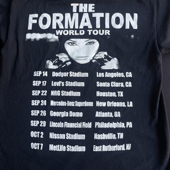 Beyoncé Shirt Mens Small Black The Formation World Tour Concert Dates Tee - Picture 4 of 10